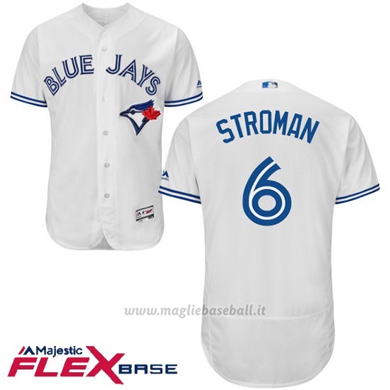 Maglia Baseball Uomo Toronto Blue Jays Marcus Stroman Majestic Autentico Collezione Bianco Flex Base